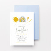 Sunshine Rainbow First Birthday Invitation Kaart