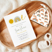 Sunshine Rainbow First Birthday Invitation Kaart