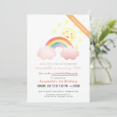 Sunshine & Rainbow Girl Virtueel Verjaardagsfeest Kaart (Staand voorkant)