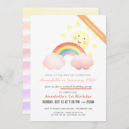 Sunshine & Rainbow Girl Virtueel Verjaardagsfeest Kaart