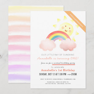 Sunshine & Rainbow Girl Virtueel Verjaardagsfeest Kaart