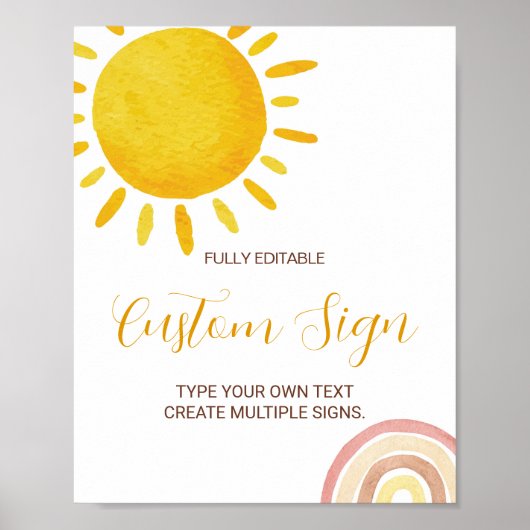 Sunshine Rainbow Groovy 1e verjaardag aangepaste t Poster (Voorkant)