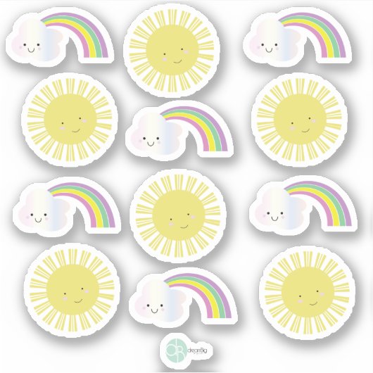 Sunshine Rainbow Kawaii Collectie Planner Sticker (Voorkant)