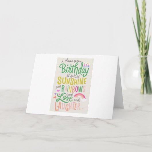 Sunshine, Rainbow, Love & Laughter Birthday Card Bedankkaart (Voorkant)