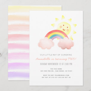 Sunshine & Rainbow Meisje Verjaardagsfeest Kaart