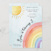 Sunshine & Rainbow Meisje Verjaardagsfeest Kaart (Voorkant / Achterkant)