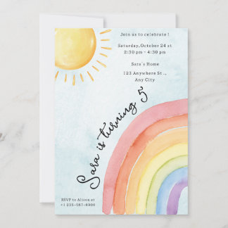Sunshine & Rainbow Meisje Verjaardagsfeest Kaart