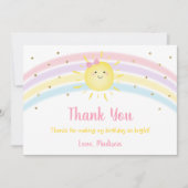 Sunshine Rainbow Pink Gold Birthday Hartelijk dank Kaart (Voorkant)