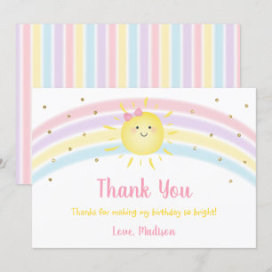 Sunshine Rainbow Pink Gold Birthday Hartelijk dank Kaart