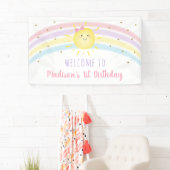 Sunshine Rainbow Pink Gold First Birthday Spandoek (Insitu)