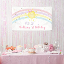Sunshine Rainbow Pink Gold First Birthday