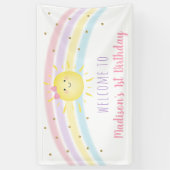 Sunshine Rainbow Pink Gold First Birthday Spandoek (Verticaal)