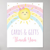 Sunshine Rainbow Pink Gold Kaarten & Gifts Sign Poster (Voorkant)