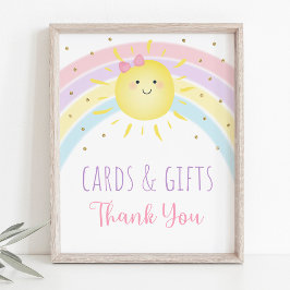 Sunshine Rainbow Pink Gold Kaarten & Gifts Sign Poster