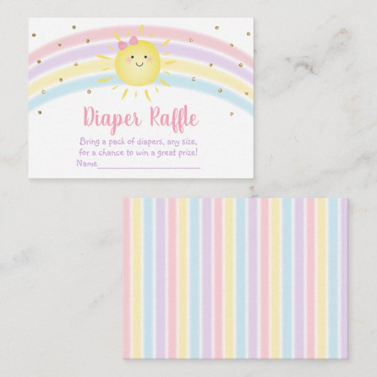 Sunshine Rainbow Pink Gold Luier Raffle Informatiekaartje (Voorkant / Achterkant)