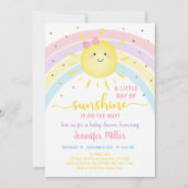 Sunshine Rainbow Pink Gold Pastel Baby shower Kaart (Voorkant)