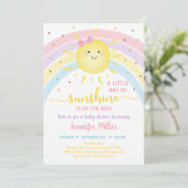 Sunshine Rainbow Pink Gold Pastel Baby shower Kaart (Staand voorkant)