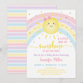 Sunshine Rainbow Pink Gold Pastel Baby shower Kaart (Voorkant / Achterkant)