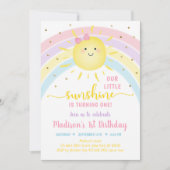 Sunshine Rainbow Pink Gold Pastel Birthday Kaart (Voorkant)