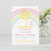Sunshine Rainbow Pink Gold Pastel Birthday Kaart (Staand voorkant)