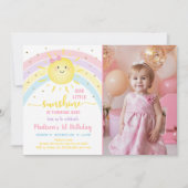 Sunshine Rainbow Pink Gold Pastel Birthday Kaart (Voorkant)