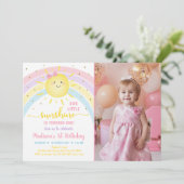 Sunshine Rainbow Pink Gold Pastel Birthday Kaart (Staand voorkant)