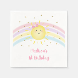Sunshine Rainbow Pink Gold Pastel Birthday Servet