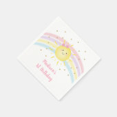Sunshine Rainbow Pink Gold Pastel Birthday Servet (Hoek)
