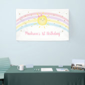 Sunshine Rainbow Pink Gold Pastel Birthday Spandoek (Beurs)