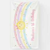 Sunshine Rainbow Pink Gold Pastel Birthday Spandoek (Verticaal)