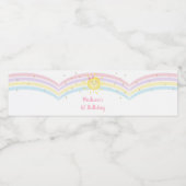 Sunshine Rainbow Pink Gold Pastel Birthday Waterfles Etiket (Enkel label)