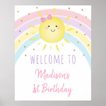 Sunshine Rainbow Pink Gold Pastel Birthday Welkom