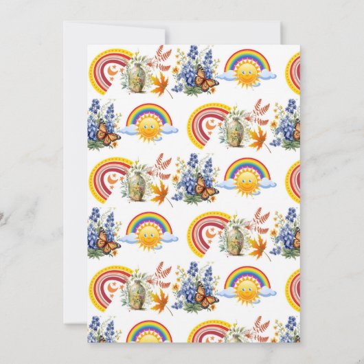 Sunshine Rainbow Spring Garden Vlinder Verjaardag Kaart (Achterkant)