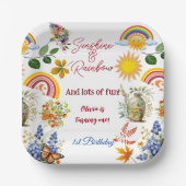 Sunshine Rainbow Spring Garden Vlinder Verjaardag Papieren Bordje (Voorkant)