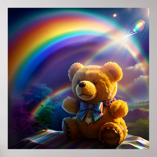 Sunshine Rainbow Teddy Bear Wonderland Poster (Voorkant)