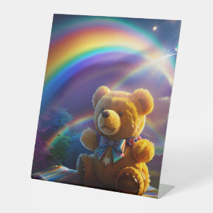 Sunshine Rainbow Teddy Bear Wonderland Reclamebord Met Voetstuk