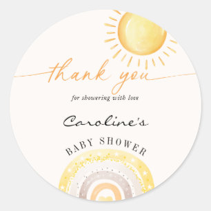 Sunshine & Rainbow Theme Baby shower Dank u Ronde Sticker