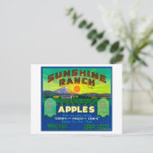 Sunshine Ranch Apple Label - Wapato, WA Briefkaart (Staand voorkant)