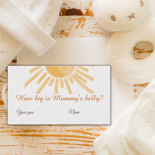 Sunshine Ray Sun Baby shower raad activiteit Informatiekaartje