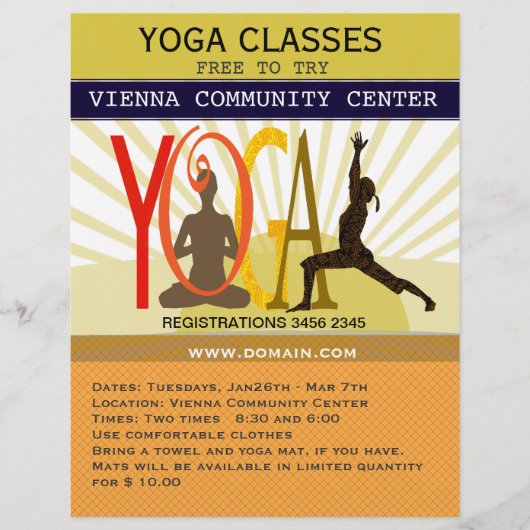 Sunshine Rays Sport Fitness Yoga Poses Gepersonali Flyer (Voorkant)