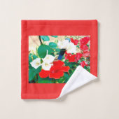 Sunshine Red Hibiscus Green blaast valkleuren Bad Handdoek (Wasdoekje)