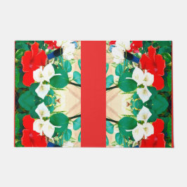 Sunshine Red Hibiscus Green blaast valkleuren Deurmat