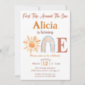 Sunshine Regenboog Retro 1e Verjaardag Uitnodiging (Voorkant)