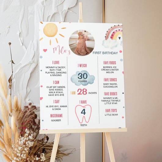 Sunshine Regenboog Verjaardagsfoto Milestone Poste Poster