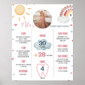 Sunshine Regenboog Verjaardagsfoto Milestone Poste Poster (Voorkant)