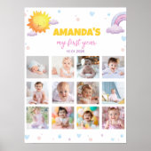 Sunshine Regenboog Verjaardagsfoto Milestone Poste Poster (Voorkant)
