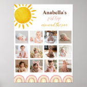 Sunshine Regenboog Verjaardagsfoto Milestone Poste Poster (Voorkant)