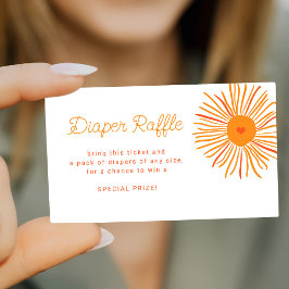 Sunshine retro baby shower luier verloot ticket informatiekaartje