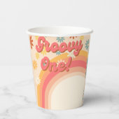 Sunshine retro boho groovy verjaardagsfeest papieren bekers (Achterkant)
