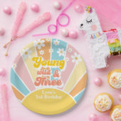 Sunshine Retro Daisy 3e verjaardag Papieren Bordje (Feest)